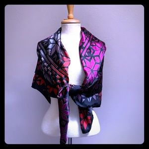 Beautiful geometric scarf red purple gray design